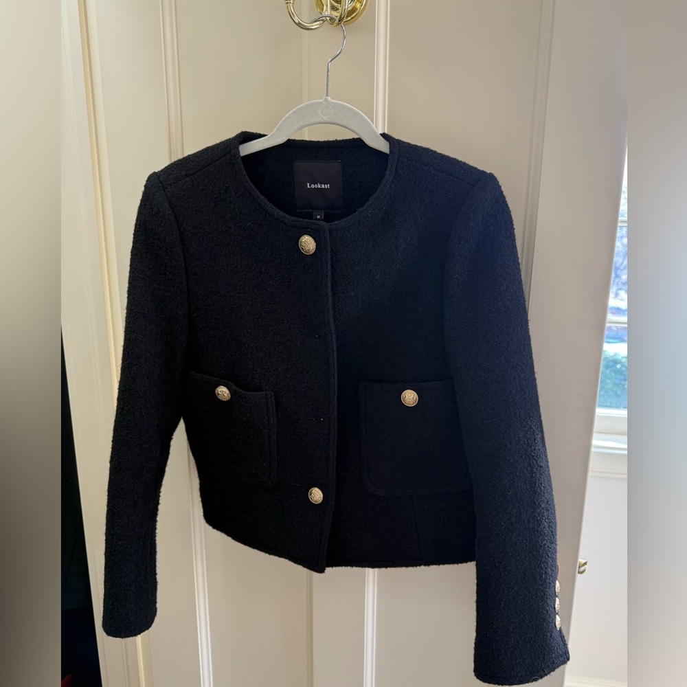 Lookast Black Wool Textured Jacket